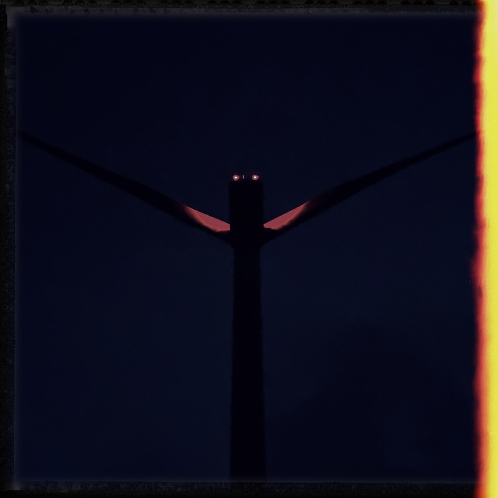 Wind turbine at night